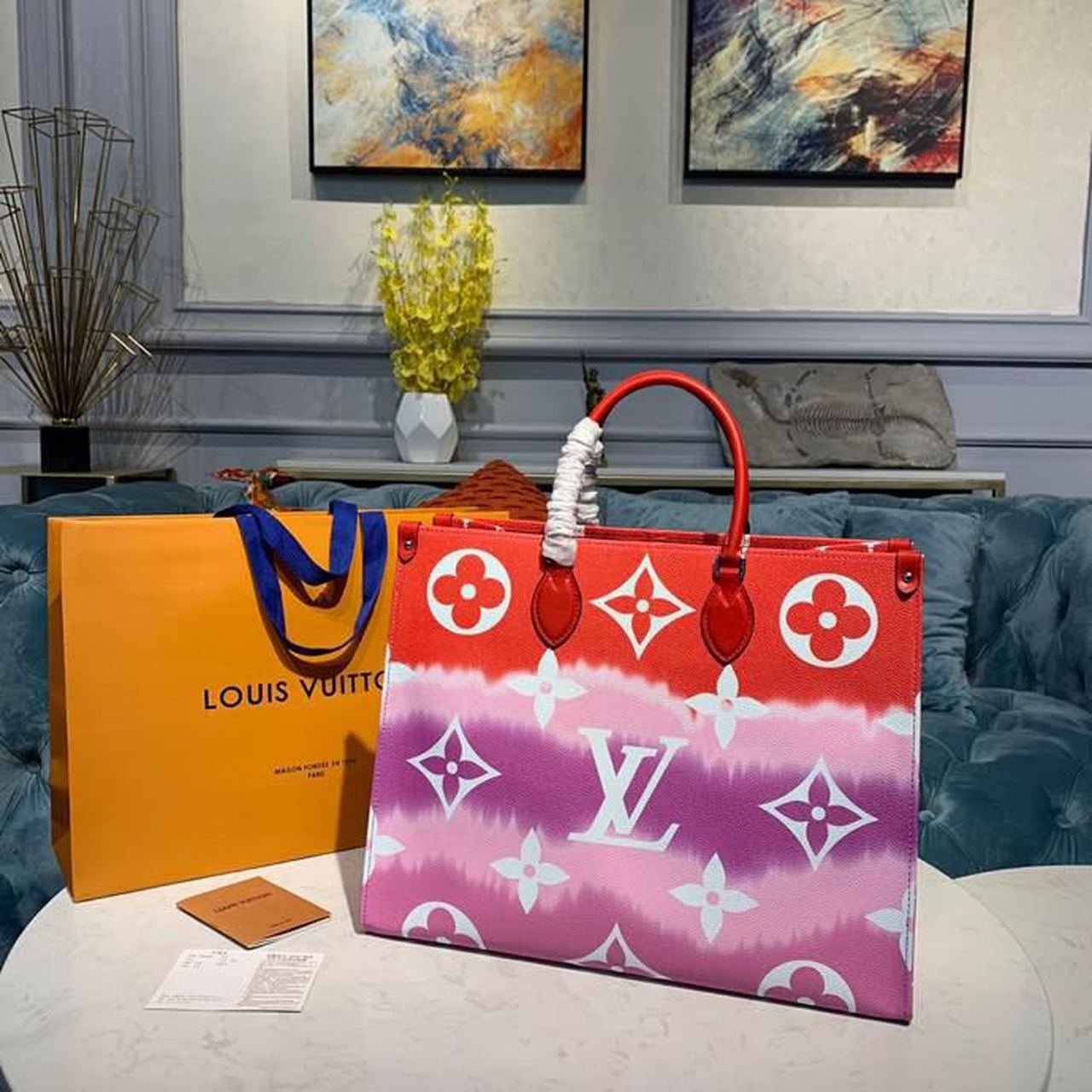 LV Escale Onthego GM Tote Bag Red For Women, Shoulder Bags 16.1in/41cm LV M45121