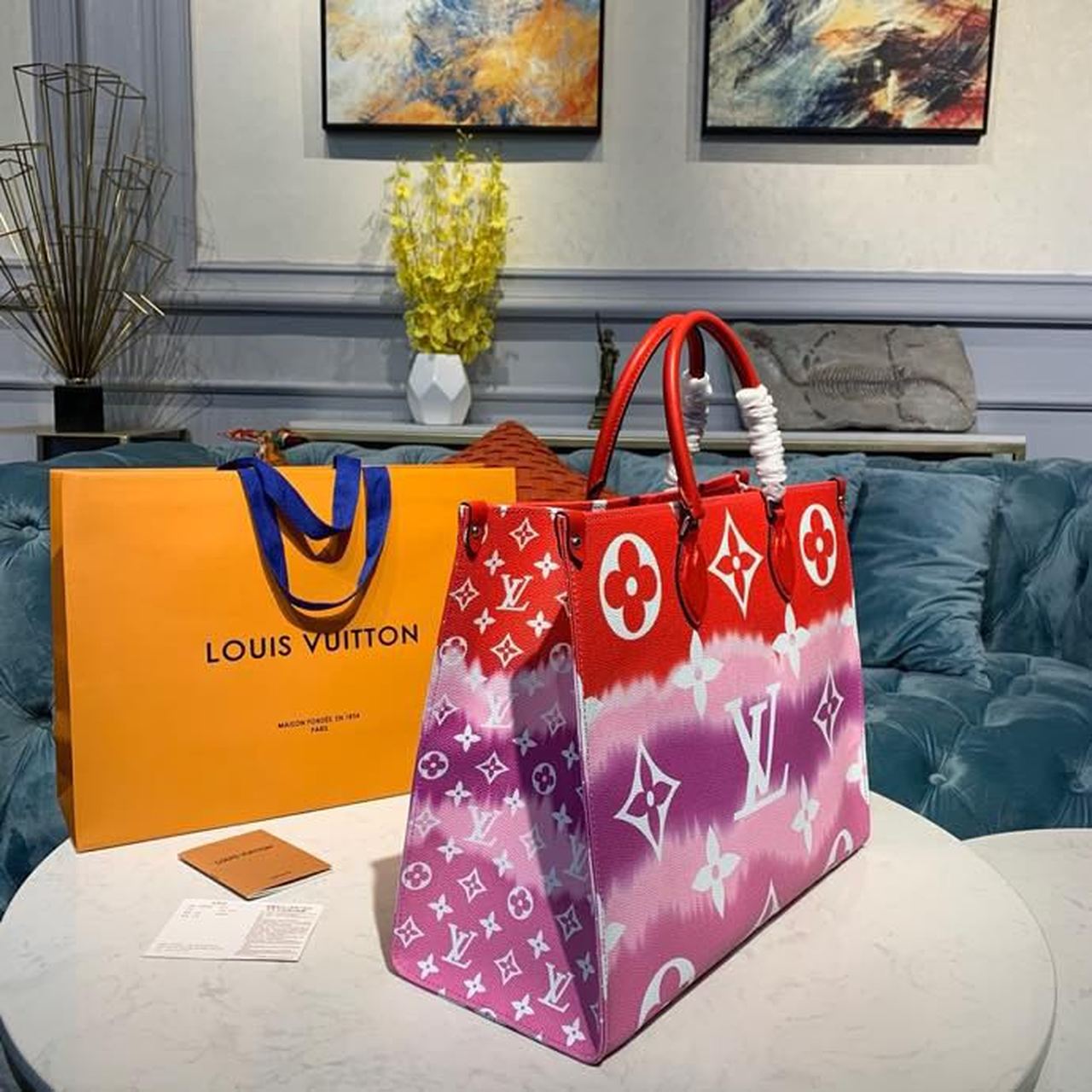LV Escale Onthego GM Tote Bag Red For Women, Shoulder Bags 16.1in/41cm LV M45121