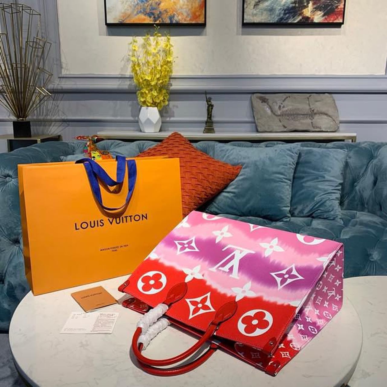 LV Escale Onthego GM Tote Bag Red For Women, Shoulder Bags 16.1in/41cm LV M45121