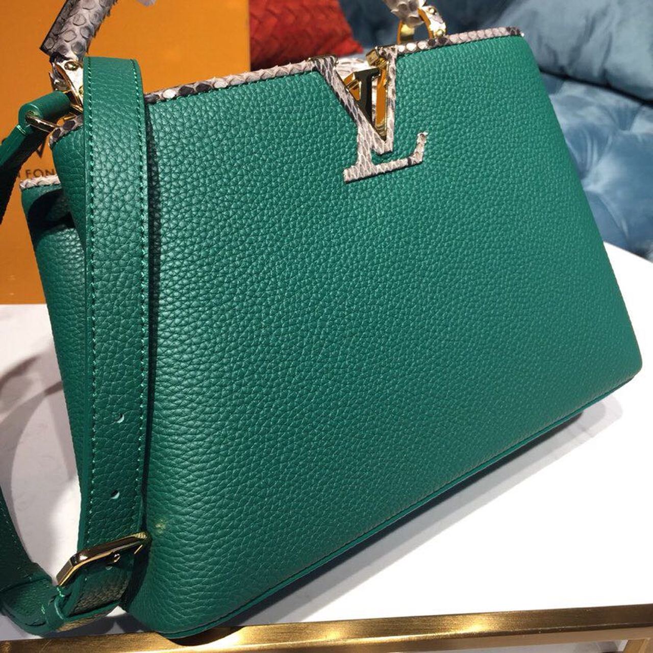 LV Capucines BB Taurillon And Python Green For Women, Shoulder And Crossbody Bags 10.6in/27cm LV