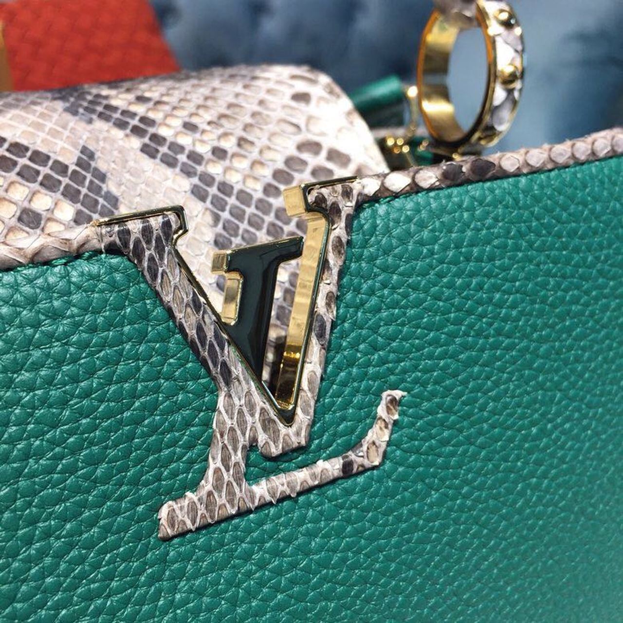 LV Capucines BB Taurillon And Python Green For Women, Shoulder And Crossbody Bags 10.6in/27cm LV