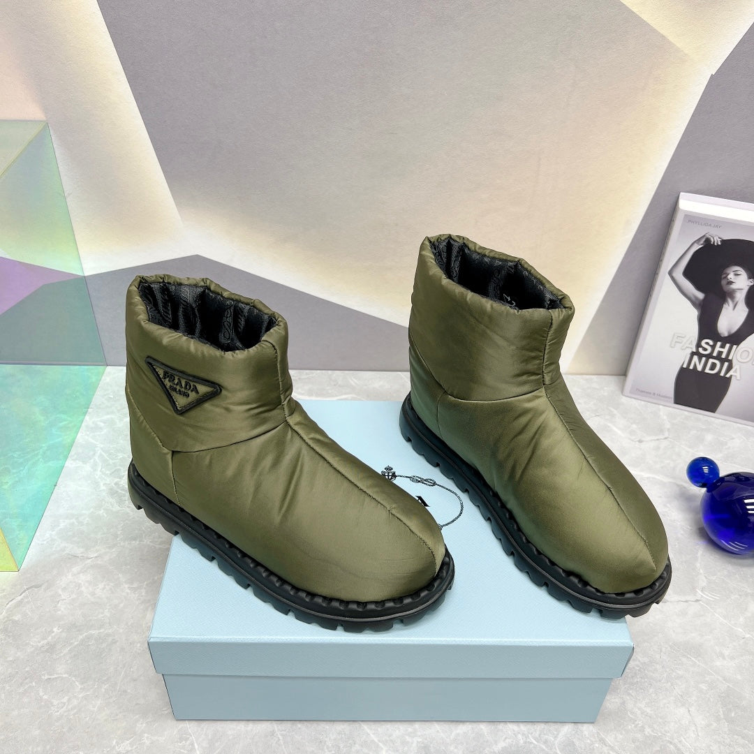 PRADA NYLON FABRIC BOOTIES GREEN